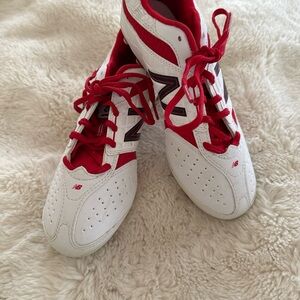 New Balance White and Red Athletic Shoes